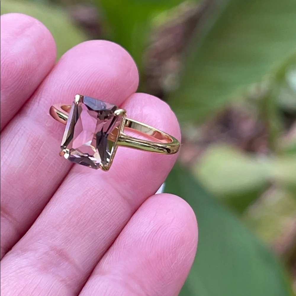 NWT Elegant Natural Ametrine 18k Gold Plated Ring over 925 Silver 10X8mm Size 8